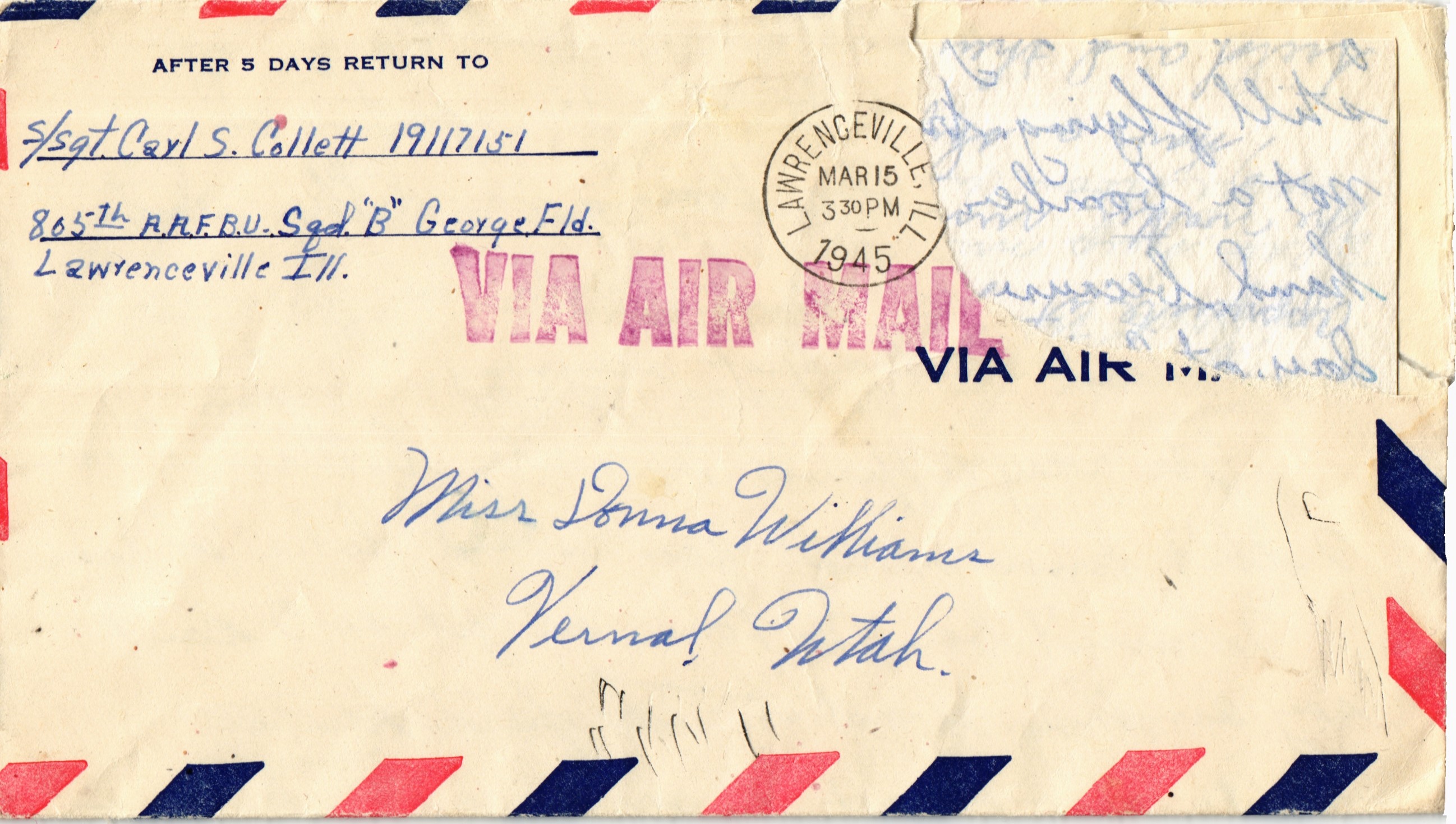 WWII Letter from Carl to Donna
