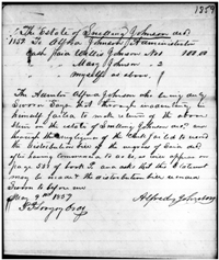 Jasper County, Georgia Probate File for the Estate of Snelling Johnson in 1859