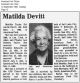 The Obituary of Matilda (Taylor) Devitt in 1986