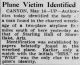 'Plane Victim Identified' 15 May 1947