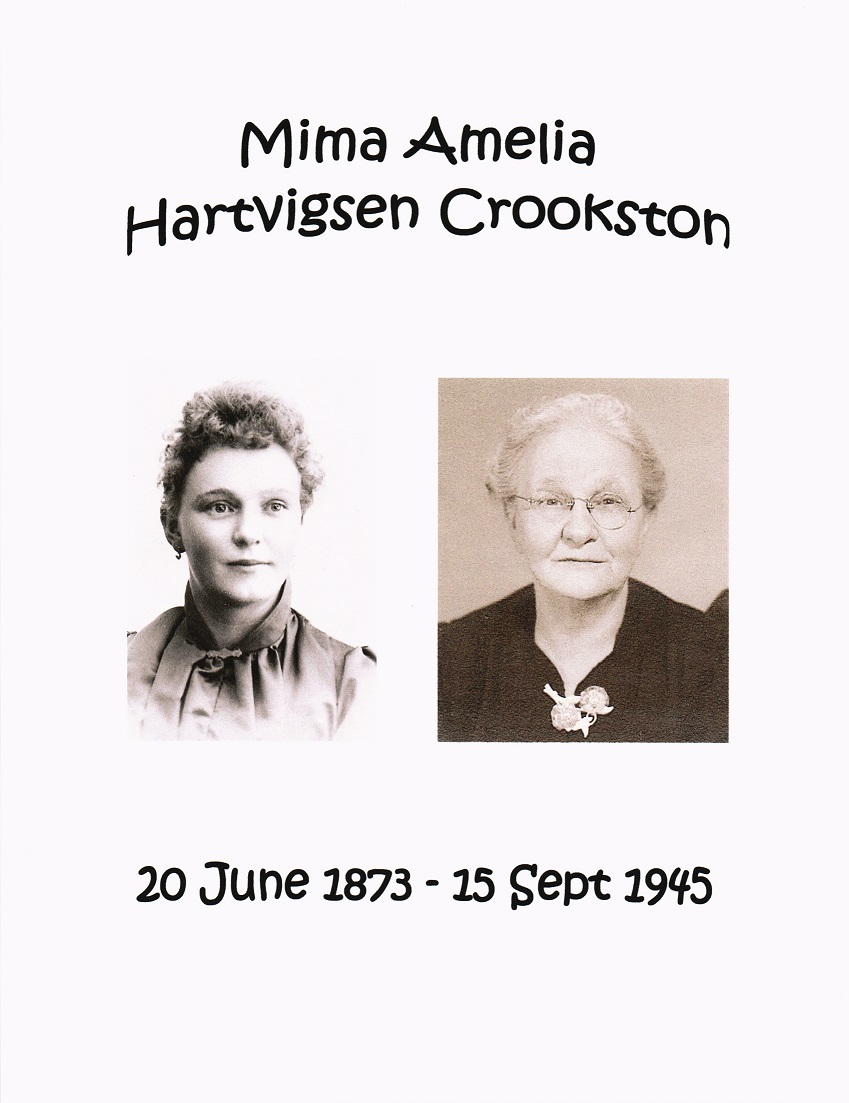 Mima Amelia Hartvigsen Crookston history