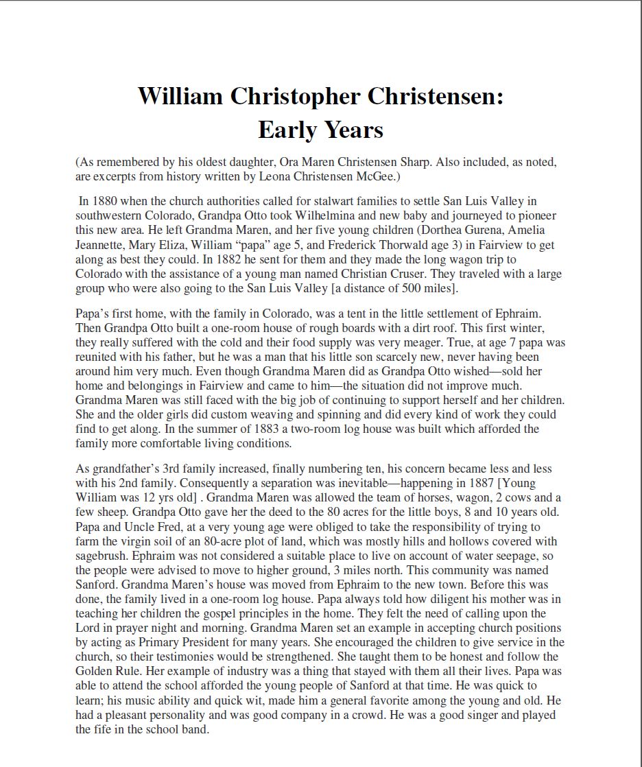 William Christopher Christensen: Early Years
