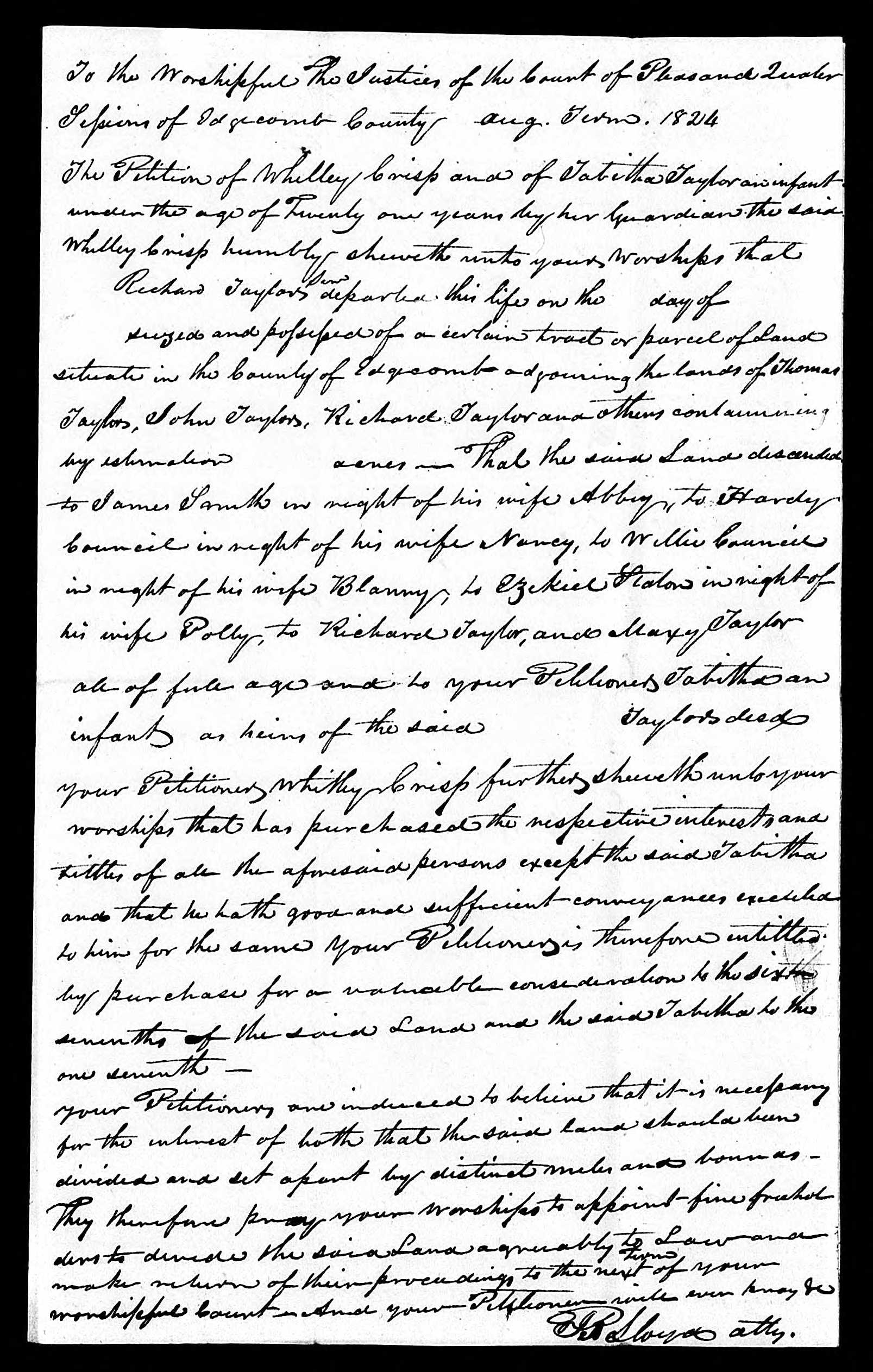 1824 Guardianship records related to 1807 Probate of Richard Taylor, Sr.