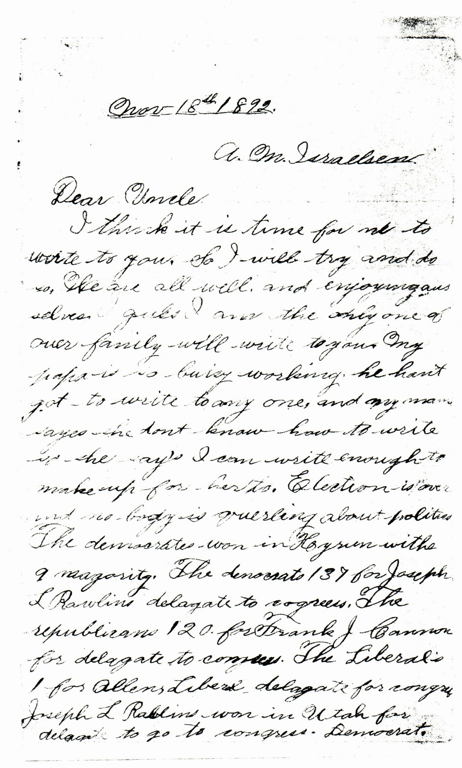 John Jensen letter