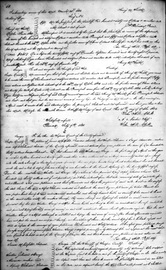 Court Case James Whitfield verses Snellen Johnson, George Alexander, and Alfred Johnson 20 March 1830