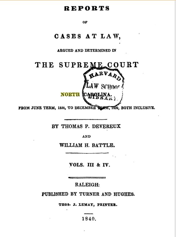 1837 Case reports for the North Carolina Supreme Court