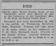 1897 Obituary of Sarah Brown Beck