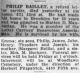 1927 Obituary for Philip Baillet