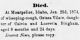 1874 Death Notice of Orissa Vilate, daughter of Calvin and Lucretia Bingham