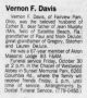 1992 Obituary of Vernon F Davis