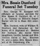 1935 Obituary of Mrs Bessie Dunford