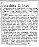 Obituary for Josephine Cottam Shaw: 1951