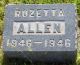 Headstone for Rozetta Allen: 1946-1946