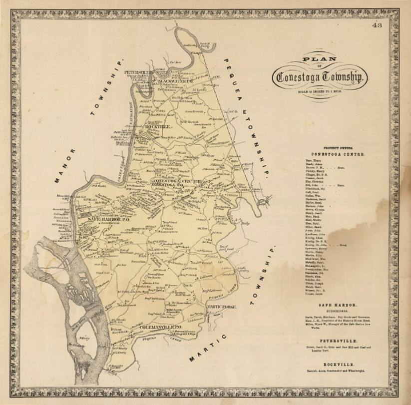 1864 Map of Conestoga Township,Lancaster County, Pennsylvania