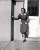 Bessie Marie Fordham Edwards at the south door of Beaver High School - Beaver, Utah