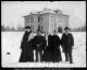 Amos and Abigail in front of Jefferson School in Springville, Utah